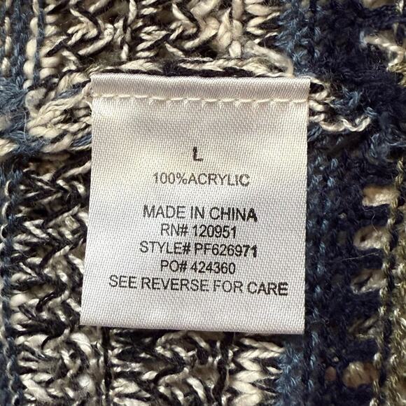 PINK ROSE GREEN AND CREAM LONG LINE KNIT CARDIGAN SWEATER CREAM OLIVE LARGE - Picture 7 of 9